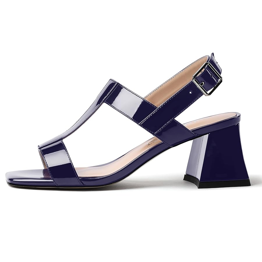 Amazon.com | SHOWFOREST Women's Navy Blue Chunky Square Open